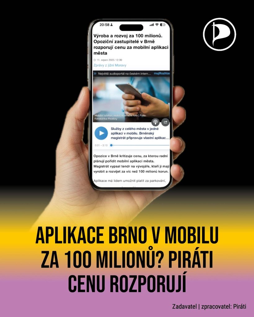 Brno v mobilu za 100 milionů? Piráti cenu rozporují